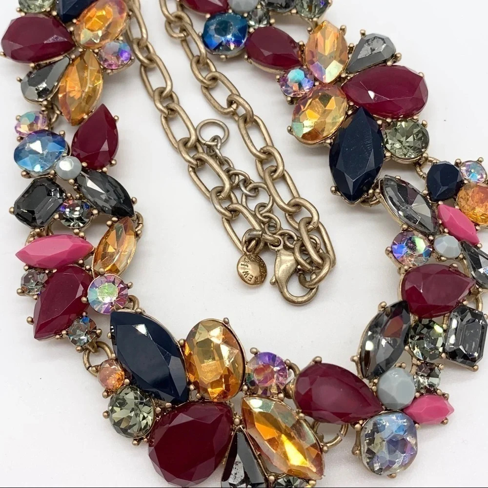 J. Crew Dark Peony Jeweled Necklace - Picture 2 of 5